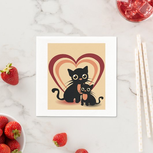 Love Black Cats Paper Napkins Servet