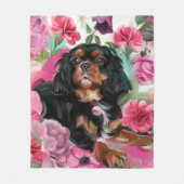 "LOVE" Black en Tan Cavalier blanket MEDIUM Fleece Deken (Voorkant)