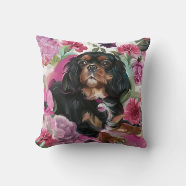 "LOVE" Black en tan Cavalier pillow Kussen (Voorkant)