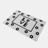Love Black en White Geometric Tegel Design Deurmat (Schuin)