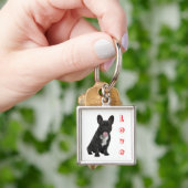 Love Black French Bulldog Puppy Dog Sleutelhanger (Hand)