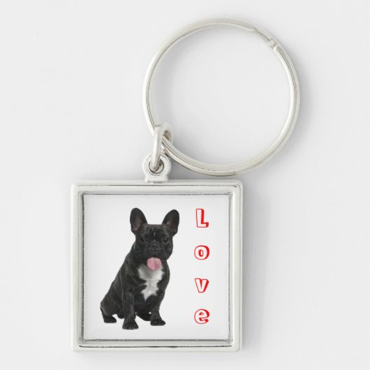 Love Black French Bulldog Puppy Dog Sleutelhanger (Voorkant)