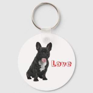 Love Black French Bulldog Puppy Dog Sleutelhanger