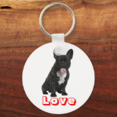 Love Black French Bulldog Puppy Dog Sleutelhanger (Voorkant)
