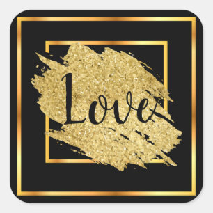 Love Black Gold Royal Design Vierkante Sticker
