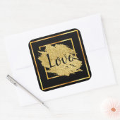 Love Black Gold Royal Design Vierkante Sticker (Envelop)