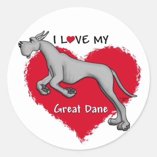 Love Black Great Dane Ronde Sticker (Voorkant)