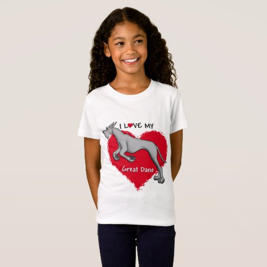 Love Black Great Dane T-shirt (Voorkant volledig)