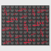 Love Black Grey Hearts Gift Wrap Cadeaupapier (Vlak)