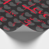 Love Black Grey Hearts Gift Wrap Cadeaupapier (Hoek)