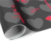 Love Black Grey Hearts Gift Wrap Cadeaupapier (Rol Hoek)