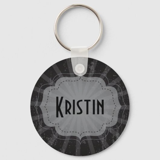 Love Black, Grey Stripe Personal Name Sleutelhange Sleutelhanger (Voorkant)