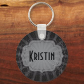 Love Black, Grey Stripe Personal Name Sleutelhange Sleutelhanger (Voorkant)