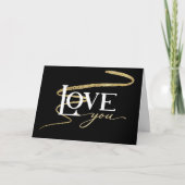 LOVE - Black met Gold Swoosh Valentijn Holiday Kaa Feestdagen Kaart (Voorkant)