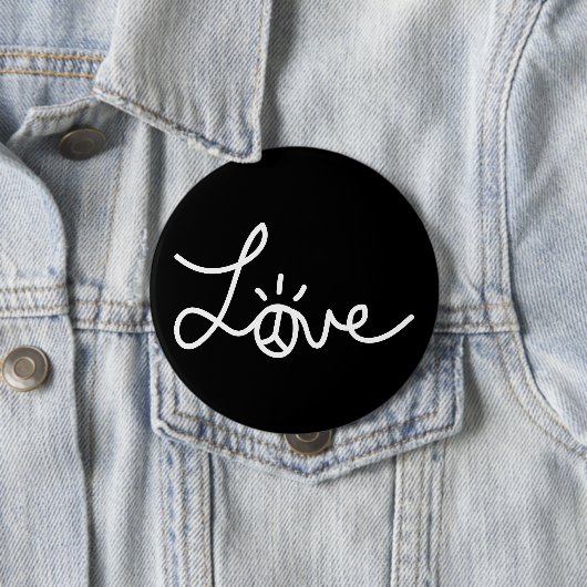 Love Black Pin Ronde Button 4,0 Cm (In situ)