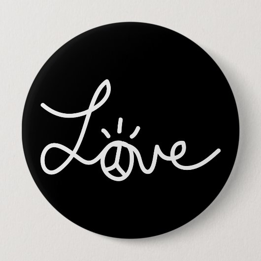 Love Black Pin Ronde Button 4,0 Cm (Voorkant)
