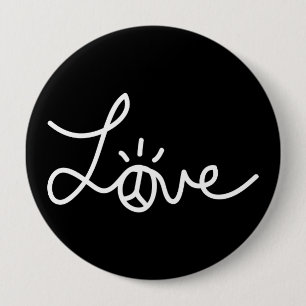 Love Black Pin Ronde Button 4,0 Cm