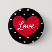 Love Black, Red and White Hearts Button (Voorkant)