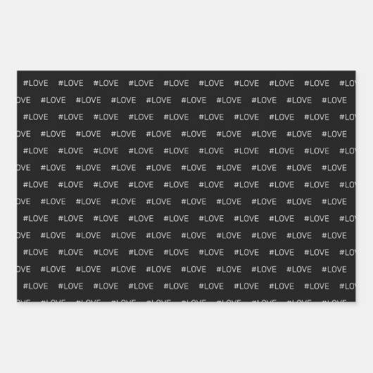 Love Black Red White Pattern Inpakpapier Vel (Voorkant 2)