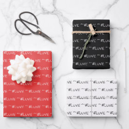 Love Black Red White Pattern Inpakpapier Vel
