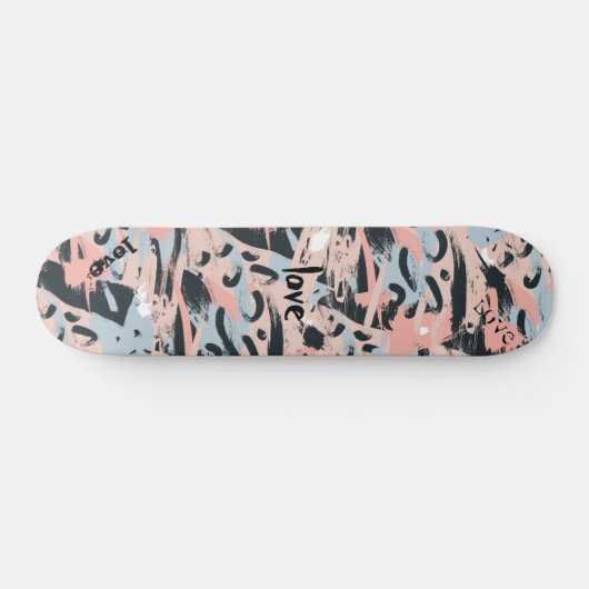 LOVE Black Roos Gold Blue Pastel Abstraction Persoonlijk Skateboard (Horizontaal)