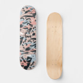 LOVE Black Roos Gold Blue Pastel Abstraction Persoonlijk Skateboard (Voorkant)