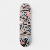 LOVE Black Roos Gold Blue Pastel Abstraction Persoonlijk Skateboard (Voorkant)