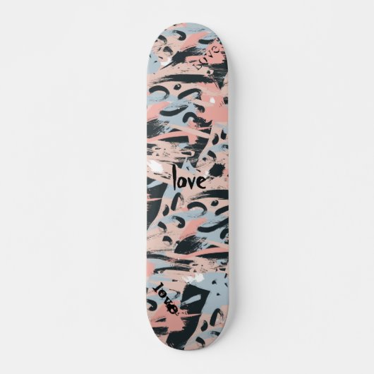 LOVE Black Roos Gold Blue Pastel Abstraction Persoonlijk Skateboard (Voorkant)
