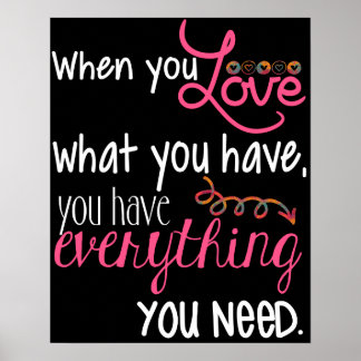 Love Black White en Pink Poster 20 x 16 inch