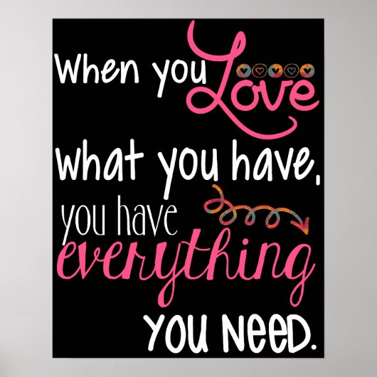 Love Black White en Pink Poster 20 x 16 inch (Voorkant)