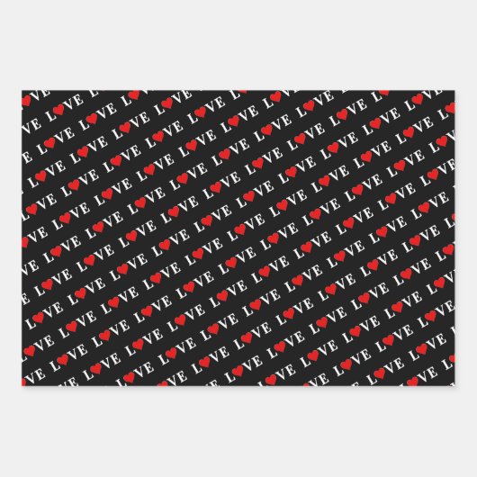 LOVE Black White Inpakpapier Vel (Voorkant)