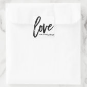 LOVE Black White Modern Typography Wedding Favor Vierkante Sticker (Tas)