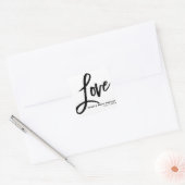 LOVE Black White Modern Typography Wedding Favor Vierkante Sticker (Envelop)
