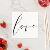 LOVE Black White Modern Typography Wedding Party Servetten (Insitu)