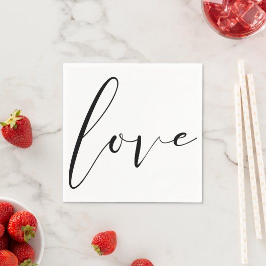 LOVE Black White Modern Typography Wedding Party Servetten (Insitu)