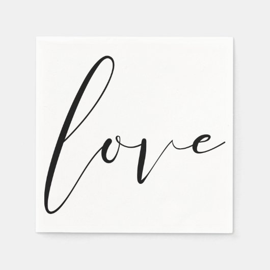 LOVE Black White Modern Typography Wedding Party Servetten (Voorkant)