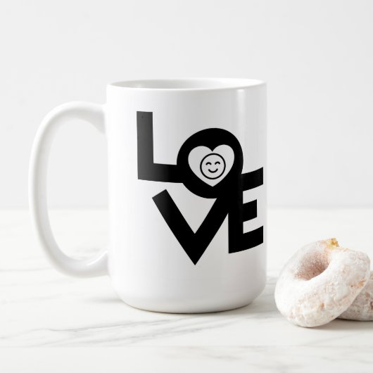 Love blk koffie mok 15oz (Met donut)