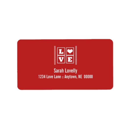 Love Blocks Adresetiketten, Dark Red Etiket (Voorkant)