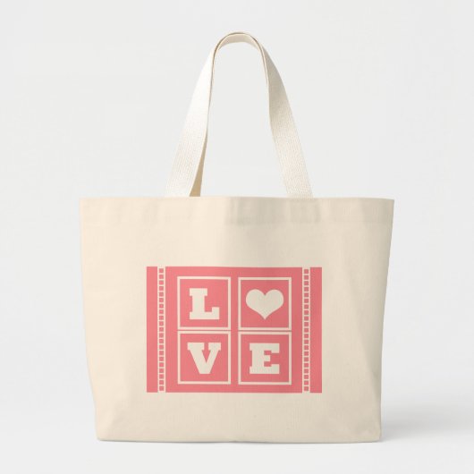 Love Blocks Bag, Roze Grote Tote Bag (Voorkant)