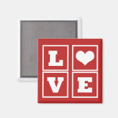 Love Blocks Magnet, Dark Red Magneet (Voorkant / Achterkant)