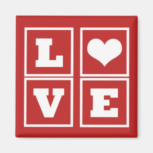 Love Blocks Magnet, Dark Red Magneet