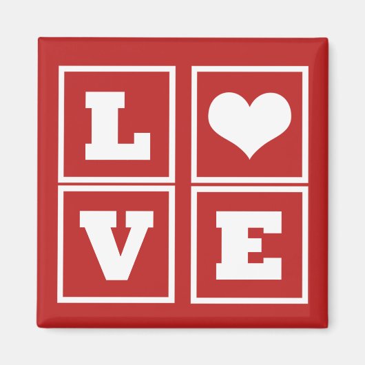 Love Blocks Magnet, Dark Red Magneet (Voorkant)