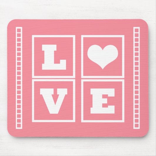 Love Blocks Mousepad, Pink Muismat (Voorkant)