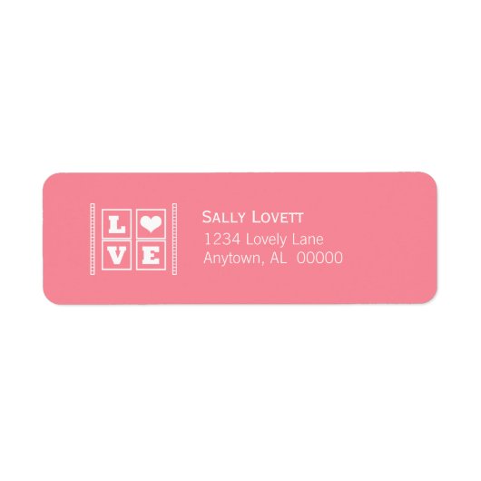 Love Blocks Return Address Labels, roze Etiket (Voorkant)