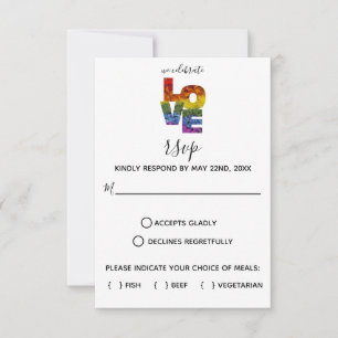 LOVE Bloemen Huwelijksreactiekaart voor partners v RSVP Kaartje