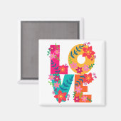 LOVE, bloemetekst Magneet (Voorkant / Achterkant)