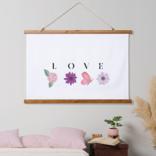 LOVE Bloemige Muurkunst – Romantische Botanische P Hangend Wandkleed