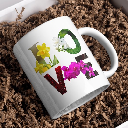 LOVE Bloemtypografie  Koffiemok