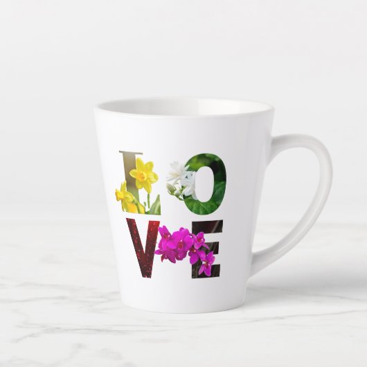 LOVE Bloemtypografie Latte Mok (Rechts)