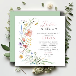 Love-Bloom Bridal Shower Invitation Kaart